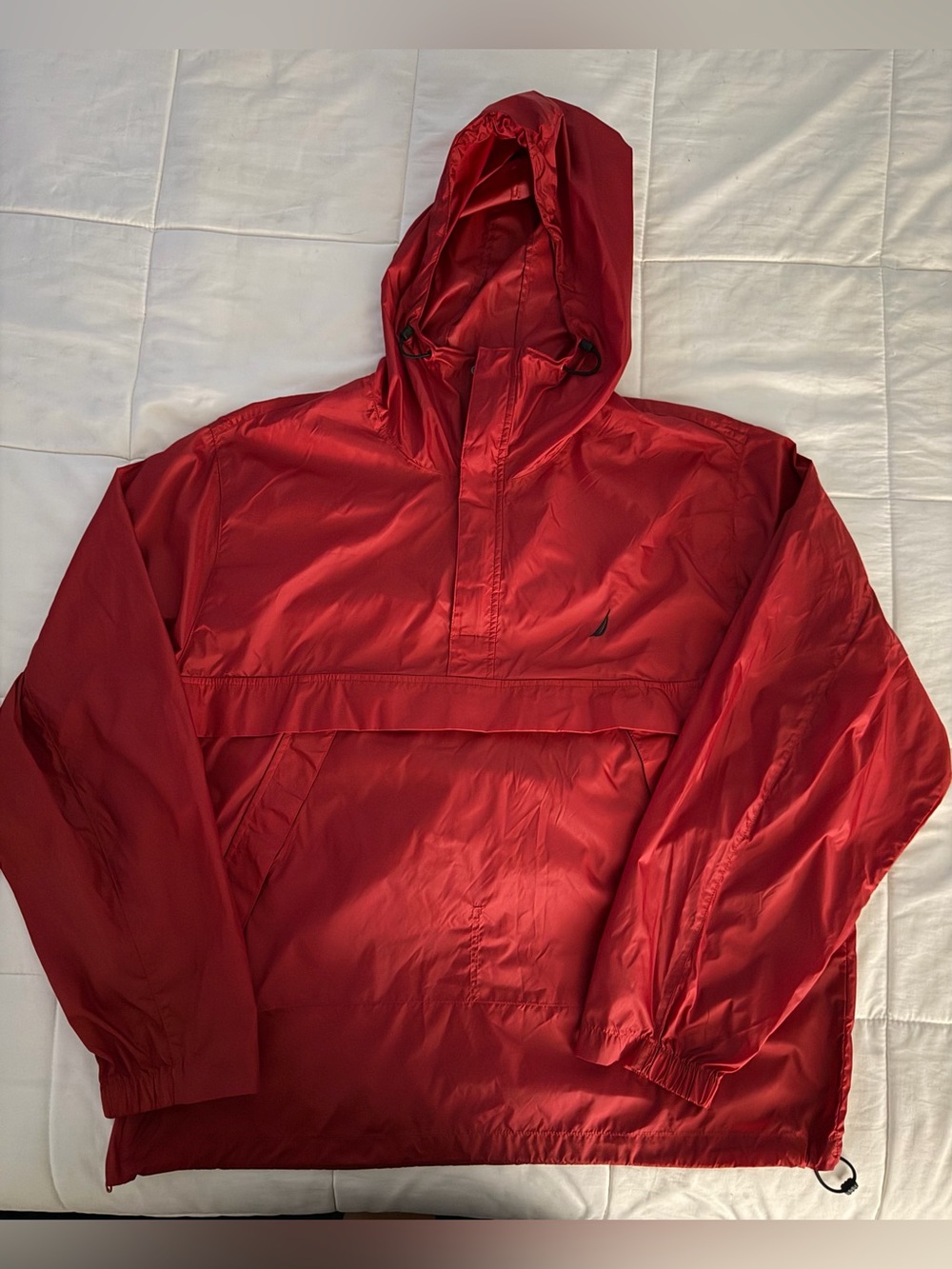 Nautica Men's Red Hooded Windbreaker Jacket - XL